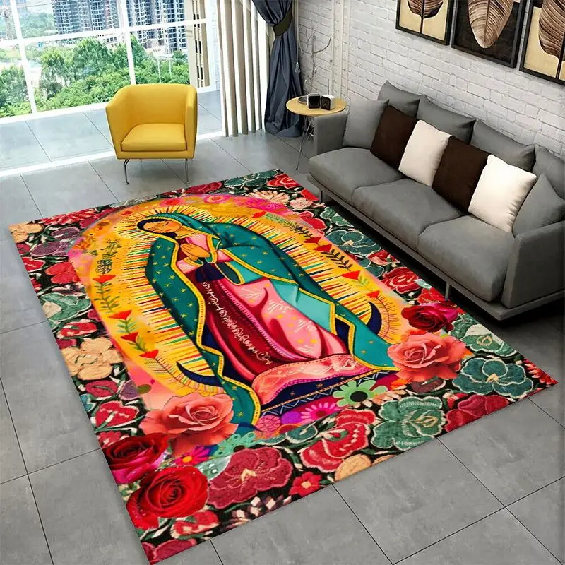 Virgin Mary Christian Faith Large Area Rug Non-slip Durable Carpet for Bedroom Living Room Sofa Doormat Home Decor Floor Mat