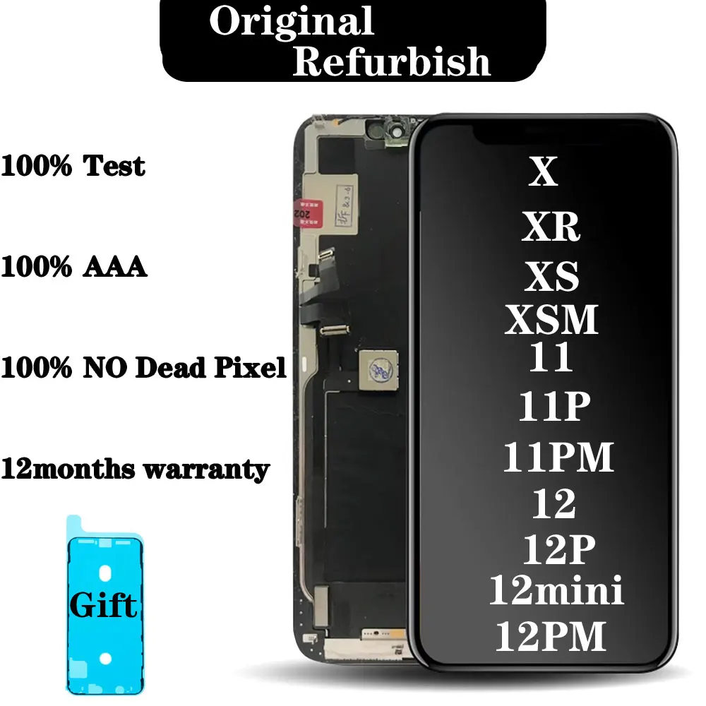 AAA Original Screen For IPhone XR 11 12 Pro Max Refurbish Lcd For Iphone X XS Max Display Panel Assembly True Tone Replacement