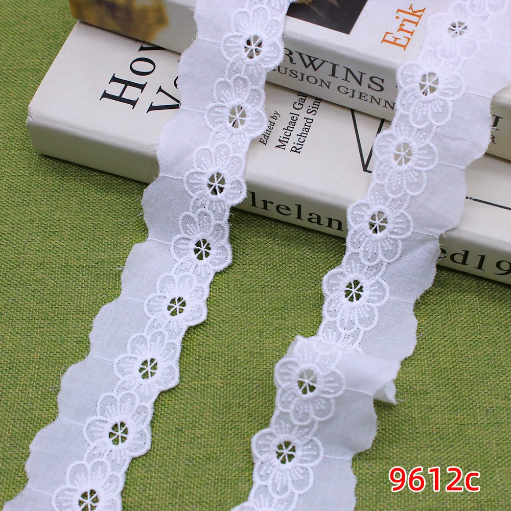 Flowers White Cotton Lace Lovely Girl Embroidered Skirt Decorative Accessories Lace Trim Embroidery Fabric Craft Sewing Ribbon