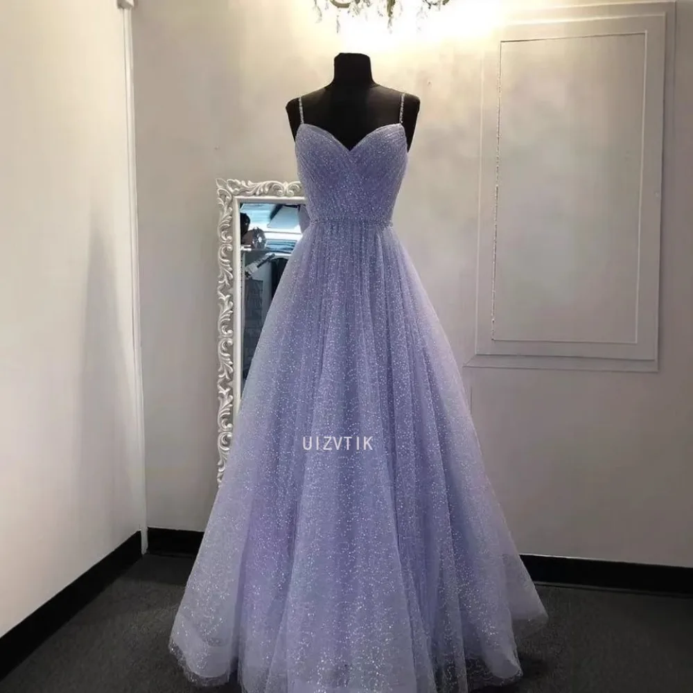 فساتين حفلات فاخرة خفيفة للنساء أشرطة سباغيتي على شكل حرف A فستان حفلات العودة للوطن لامع بأربطة بطول الأرض فساتين حفلات جديدة من Festasين