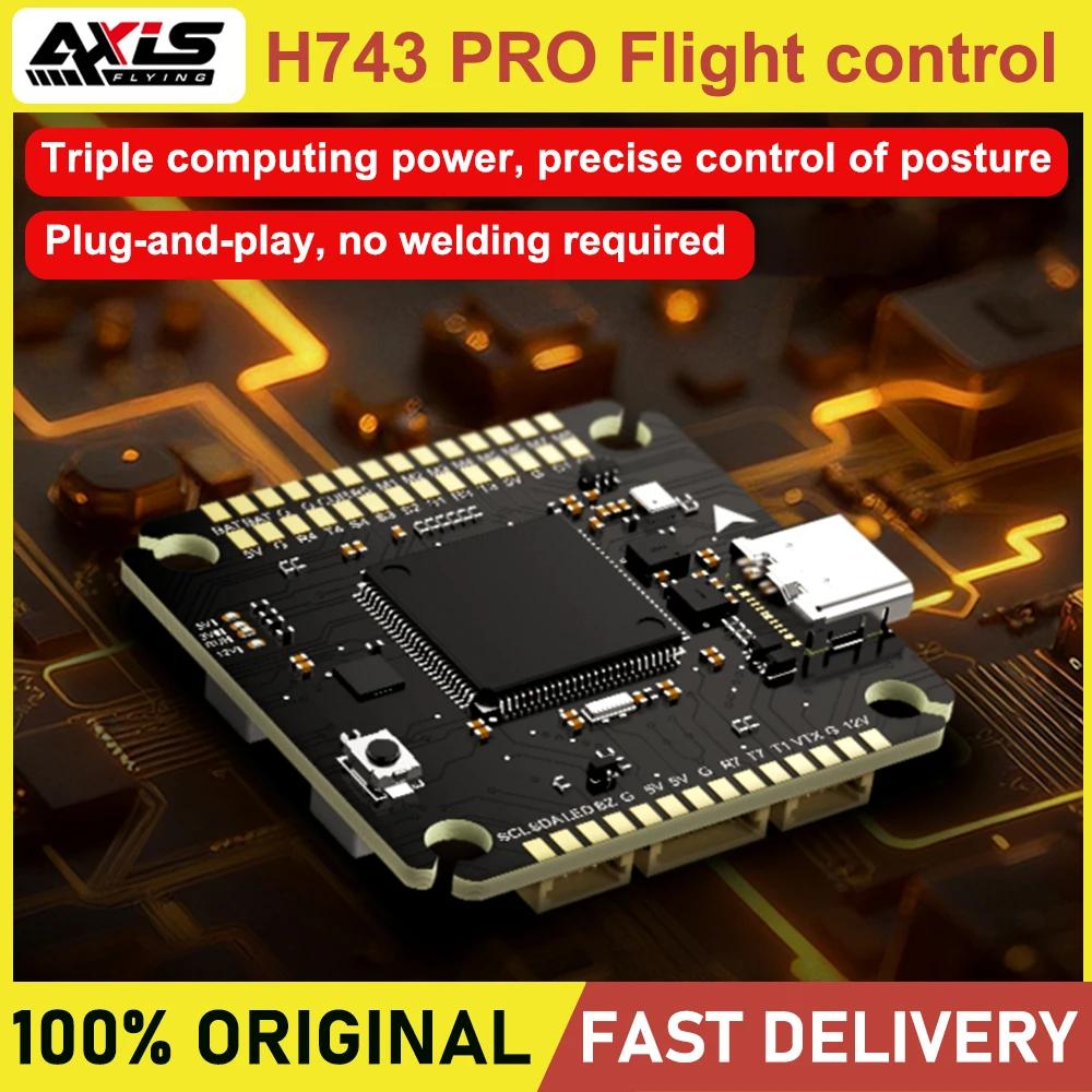 

Axisflying H743 PRO Flight Controller STM32H743, Dual ICM-42688P Gyros 38x38x8mm for FPV Freestyle Drone