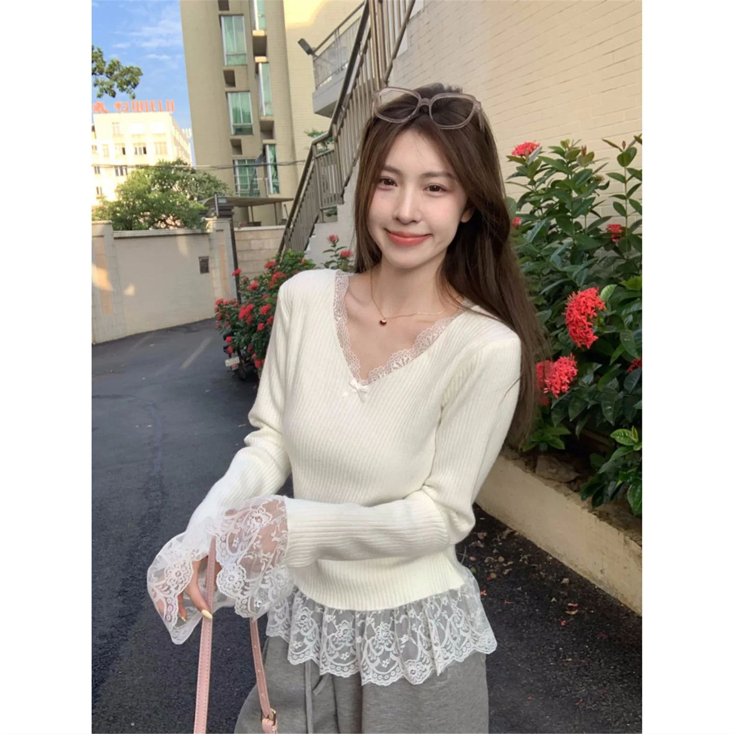 

Pullovers Womens Lettering Cropped Short Length Midriff Showing Belly Button Navel Waist High Waisted Pants Match Complement Ins