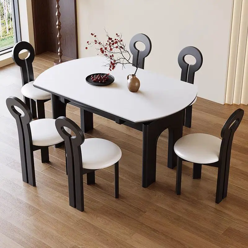 

retractable folding Slate dining table solid wood variable round table medieval style mesas de jantar Kitchen furniture