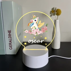 Unicorn Customize the name  Bedroom Night Lights For Home Room Decoration Nightlight Children Bedroom Decor 3D Lamp