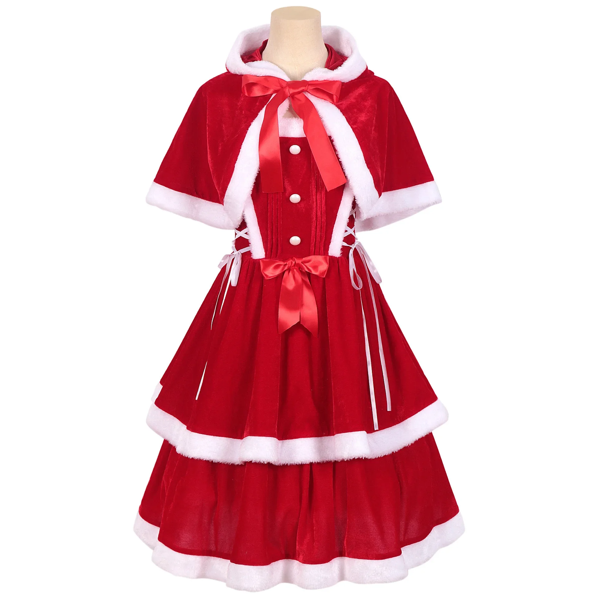 Women Christmas Xmas Lady Santa Claus Cosplay Costume Sexy Lingerie Cute Velvet Dress Cape Cloak Outfit Maid Girl Uniform