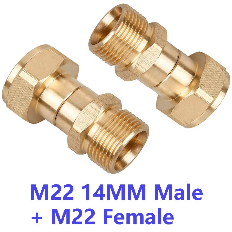 

M22 14mm Brass High Pressure Washer Swivel Joint Connector Hose Fitting Thread 360 Degree Rotation Hose Sprayer Connector