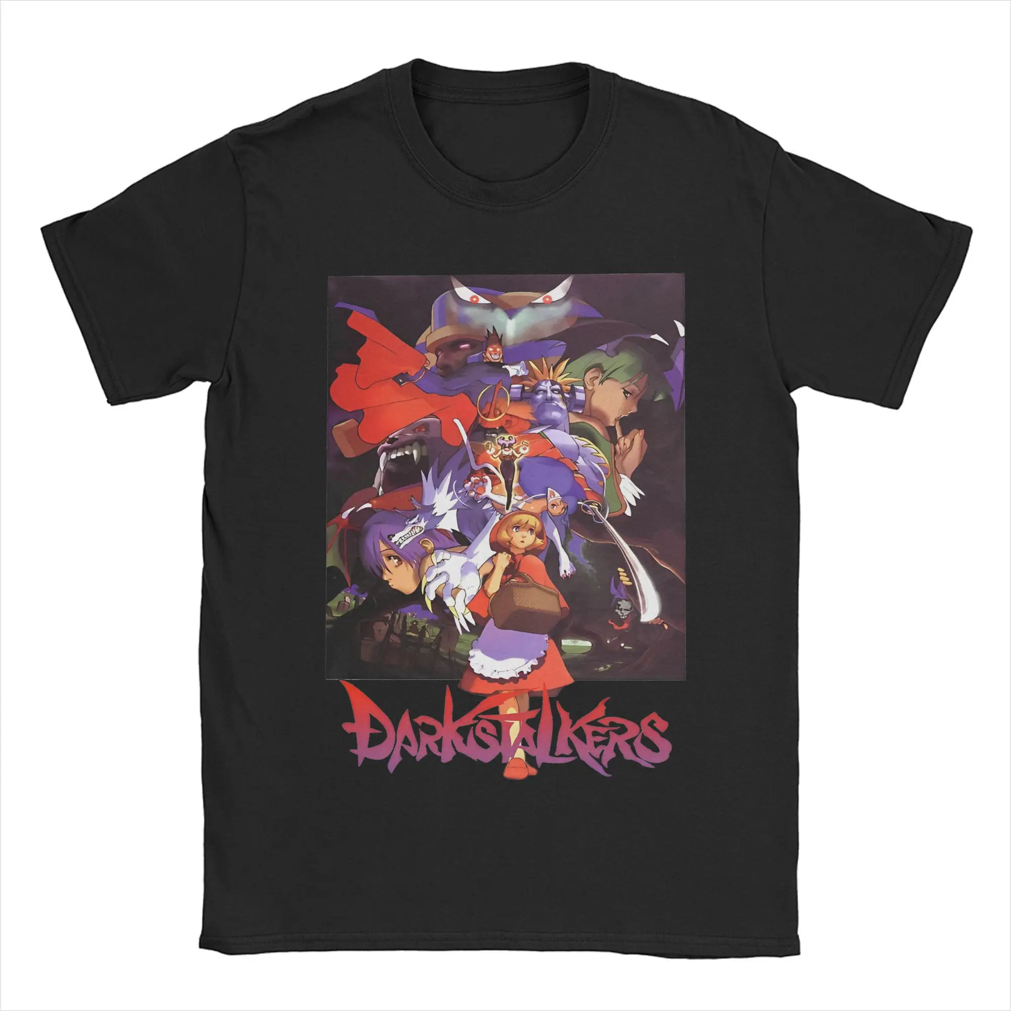 Men Women Darkstalkers - Vampire Savior - Dark Stalkers 3 T Shirts Anime Video Games Cotton Tops Short Sleeve Tees T-Shirt