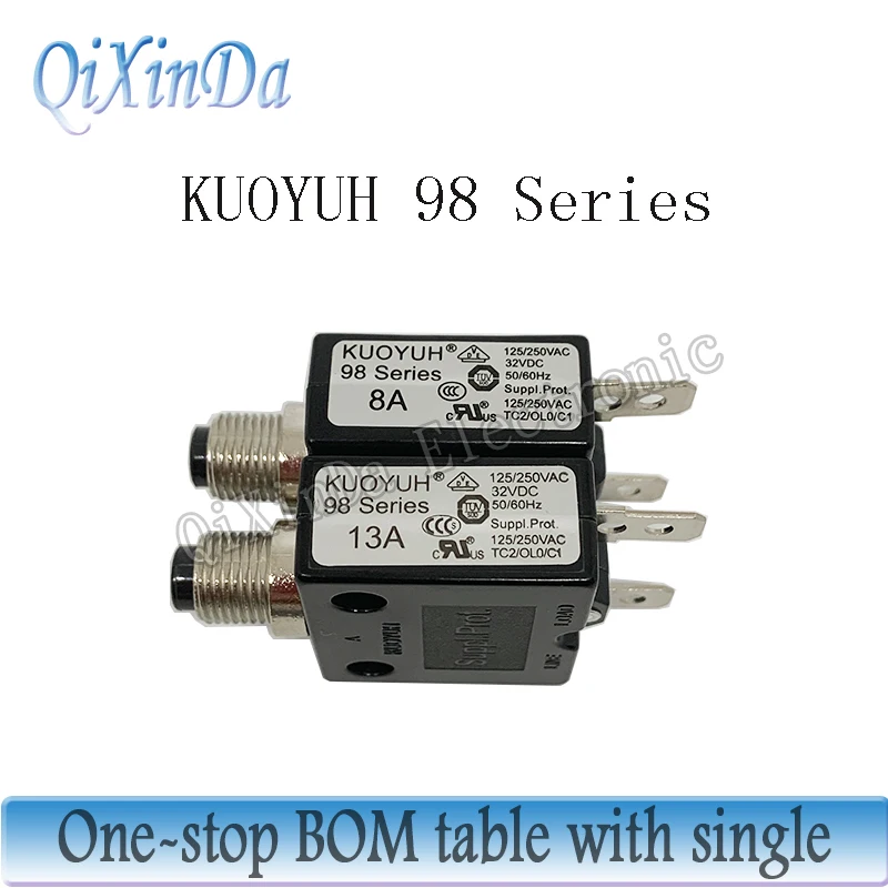 KUOYUH 98 series 3A 5A 6A 8A 10A 12A 15A 18A 20A 25A 30A 40A Manual Reset Thermal Overload protector switch Mini Circuit Breaker