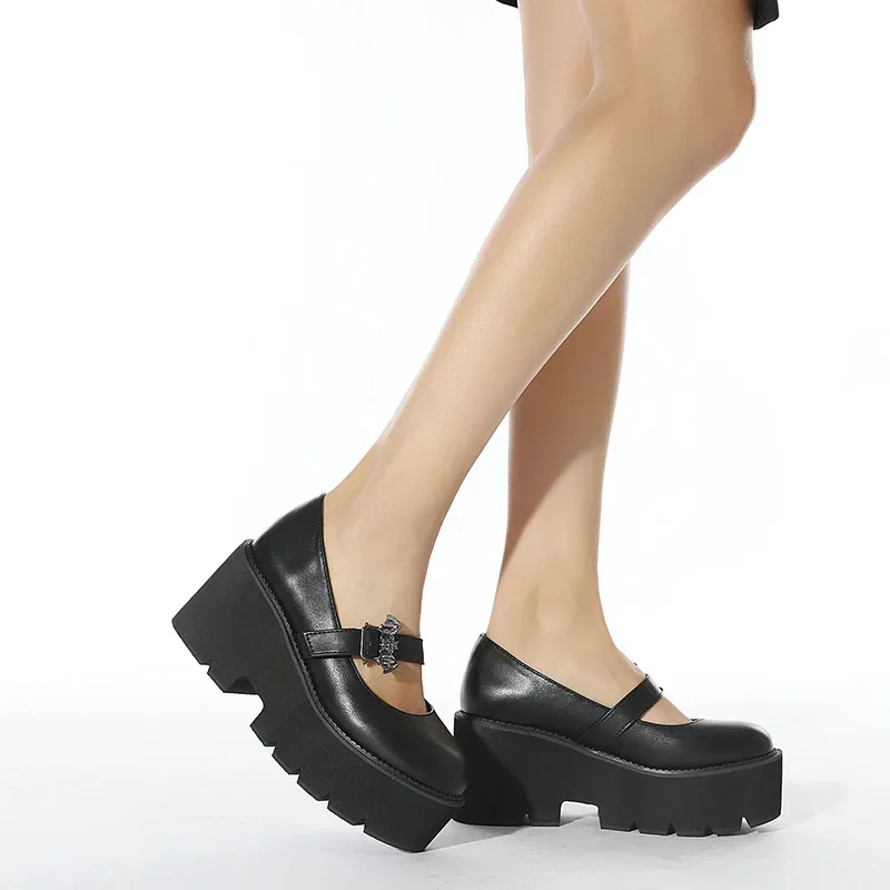 Spring Autumn Chunky Heel Vintage Lolita Shoes Women Platform Shoes Mary Jane Buckle Strap School Shoes For Girls Blackty7 image 3