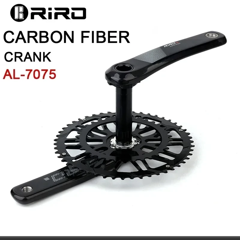 

RIRO Carbon Fiber Road Bike Crankset: 11/12S, 50 - 34/53 - 39T, 170mm, with 46 - 52T Chainring
