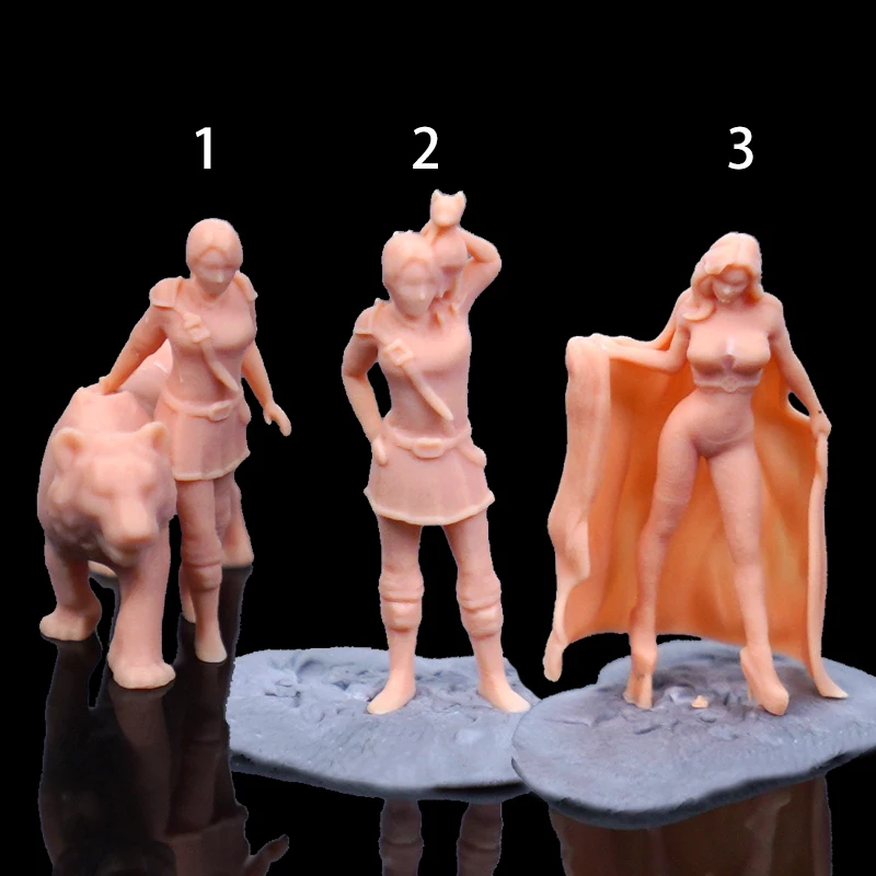 1/64 Figure Beauty Miniature 1/43 Man And Animal Model 1:87 Sand Table Villain Scene Need To Be Colored By Yourself