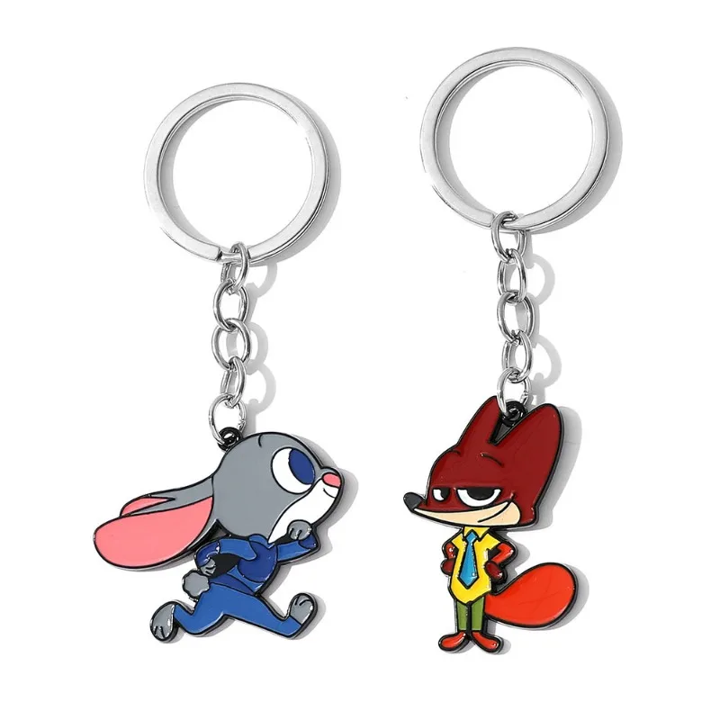 2 stuks Disney Zootopia Cartoon Figuur Judi Nick Sleutelhanger Disney Hanger Sleutelhanger Rugzak Sieraden Accessoires voor Valentijnsdag