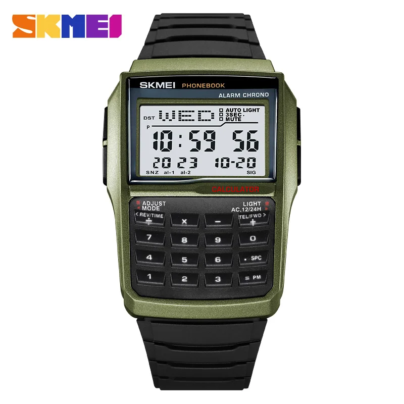 SKMEI 2255 Digital Mens Wristwatches Dual Time Sports calculator