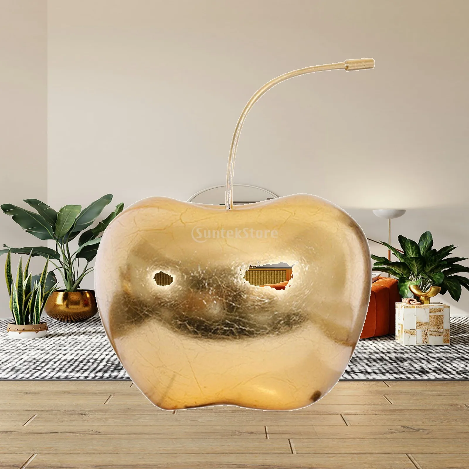 Realistic Fruit Apple Statue Resin Tabletop Decoration Modern Shelf Ornament for Office or Cafe