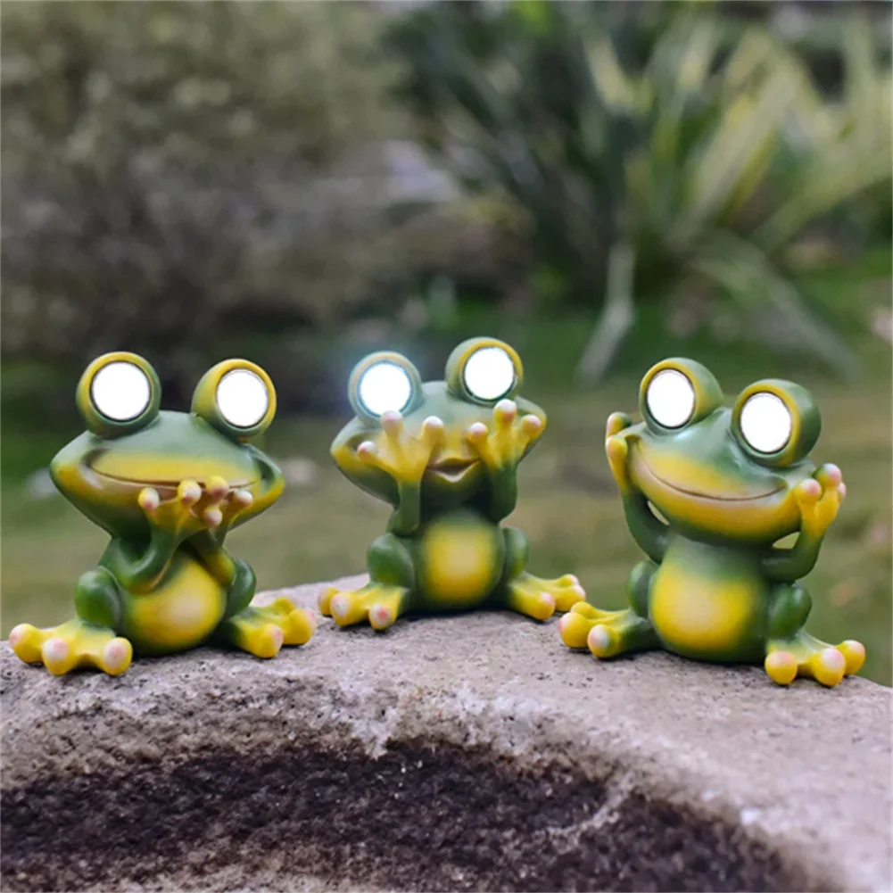 3Pcs Frog Solar Light Landscape Lights Weather Resistant Outdoor Lighting Night Lamp For Garden Lawn Courtyard Home Decoration