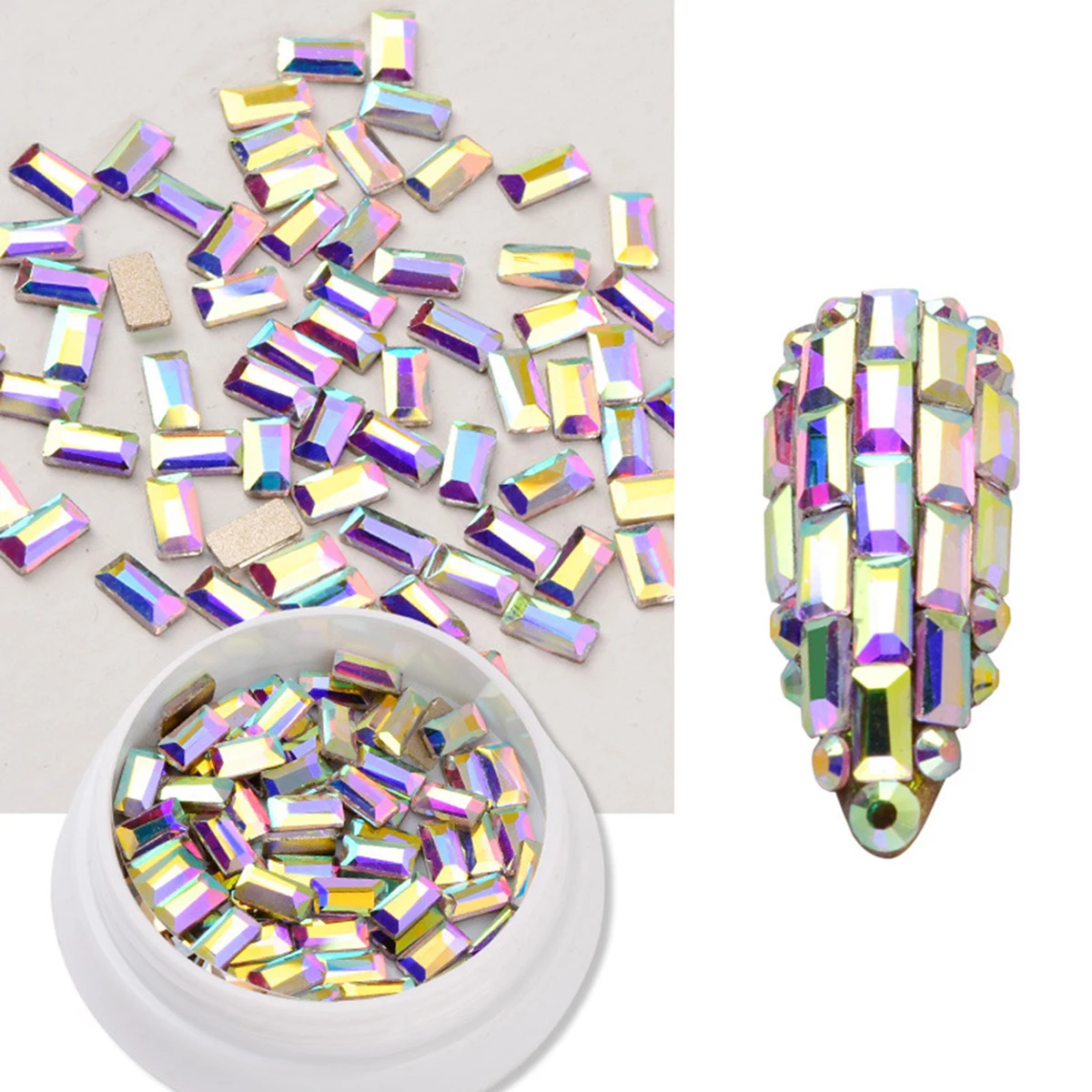 1 Torebka Kreatywnych, Wielokolorowych, Prostokątnych Cyrkonii do Paznokci, Naklejki do Dekoracji Paznokci DIY, Ozdoby do Manicure, Cyrkonie do Manicure, Naklejki do Manicure