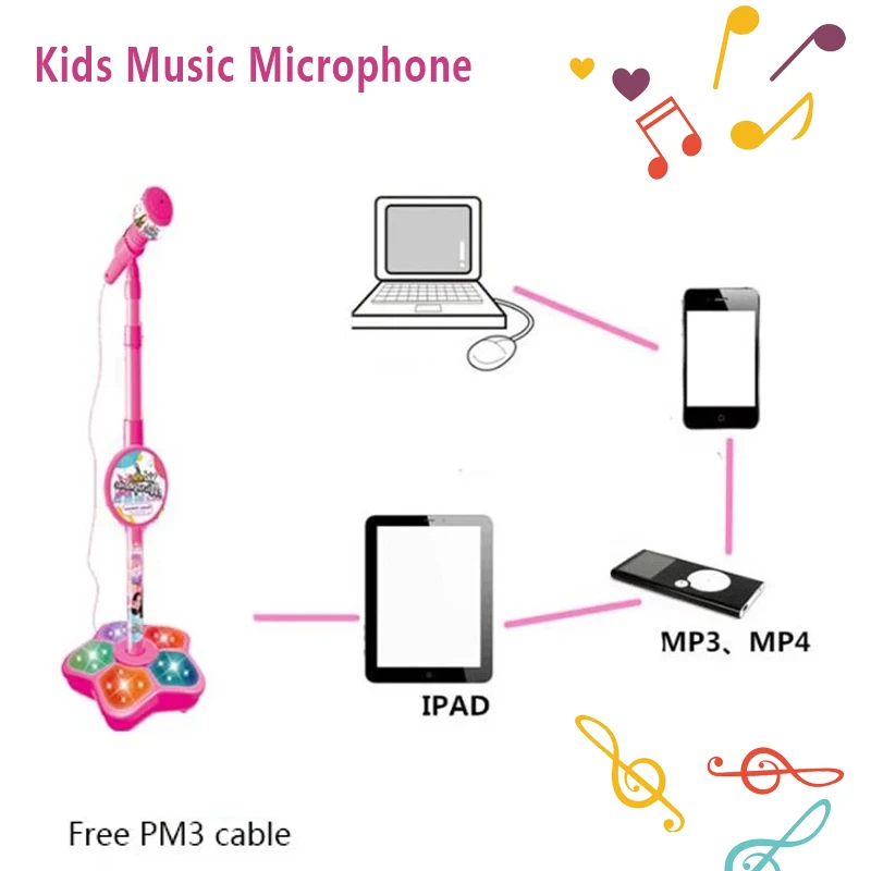 Microfono per bambini con supporto Karaoke Song Music Instrument Toys Brain-Training giocattolo educativo regalo di compleanno per ragazza ragazzo