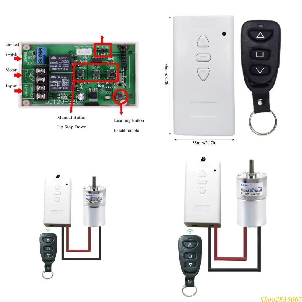 12V 24V 36V Motor Remote Control Switch Motor Forwards Reverse Up Down Stop Controller Limited Switch Manual 831F