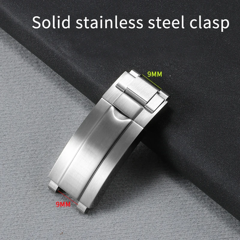 9x9mm Watch Buckle Replace for RX DAYTONA SUBMARINER GMT Watch Band Clasp Stainless Steel Fine-tuning Pull Button Silicone clasp