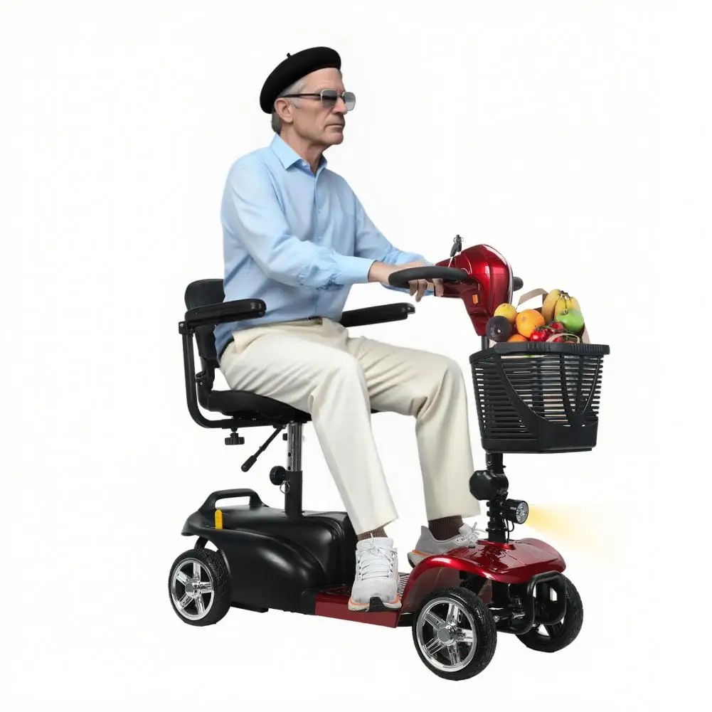 

Elderly Mobility Scooter 4 Wheel Heavy Duty Electric Long Range High Performance Motor with Charger & Basket Outdoor Travel Use