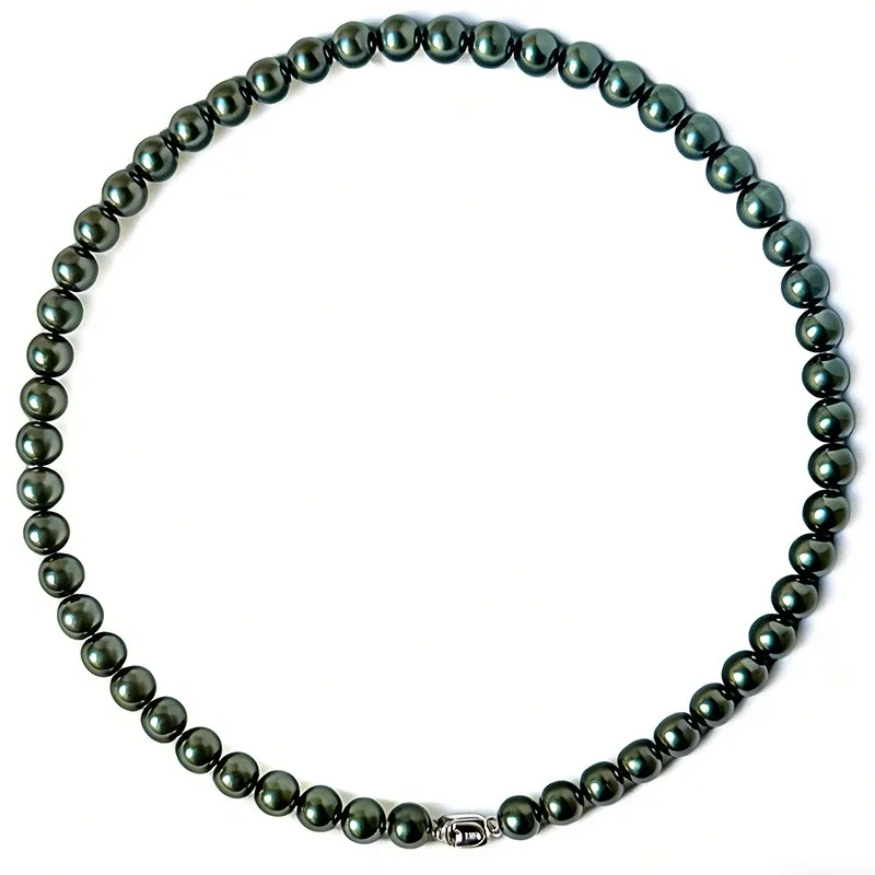 

Natural 11-12mm Pearl Necklace, Women's Black Genuine, Large Dot Pearl, Light Luxury