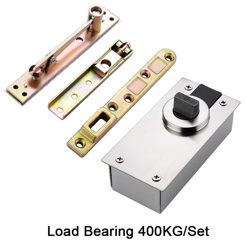 

HOT 1Set Metal Heavy Duty Door Hinges 360 Degree Rotary Invisible Hidden Door Pivot Hinges Install Up and Down Loading 400KG