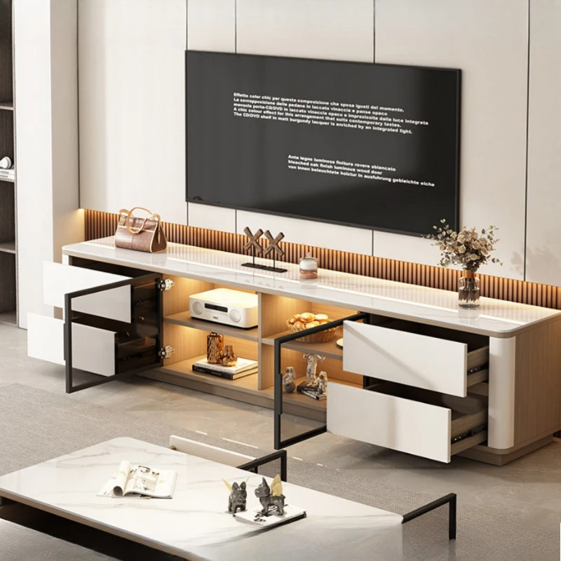 

Rock slab TV cabinets high-end wooden large capacity TV stand home modern soggiorno tv moderno parete living room furniture