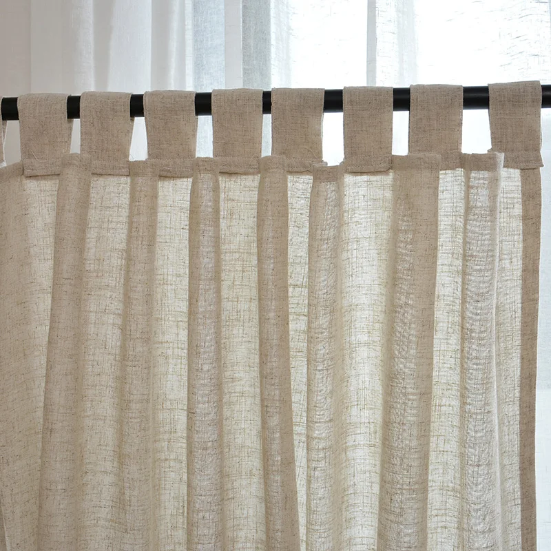 1 Panel Japanese Cotton and Linen Textured Curtains Natural Wood and Linen Gauze Sling Living Room Balcony Decor