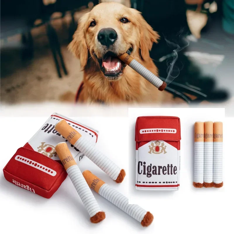 

Interactive Plush Dog Toys Creative Cigarette Interactive Giggles Dog Toys Funny Plush Chewing Toy Cigaret Box Pet Dogs Gifts