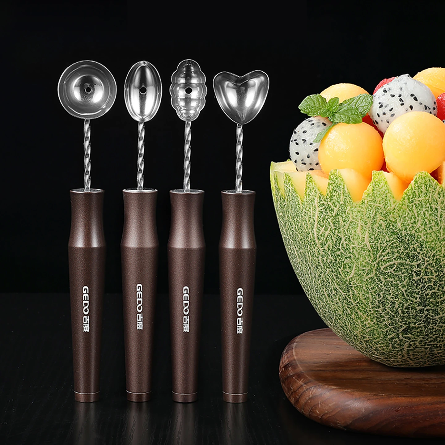 

LFGB Certification 316 Stainless Steel Kitchen Fruit Bowl Modeling Tool 99.9% Anti-bacterial Non-stick Ice Cream Ball Digger