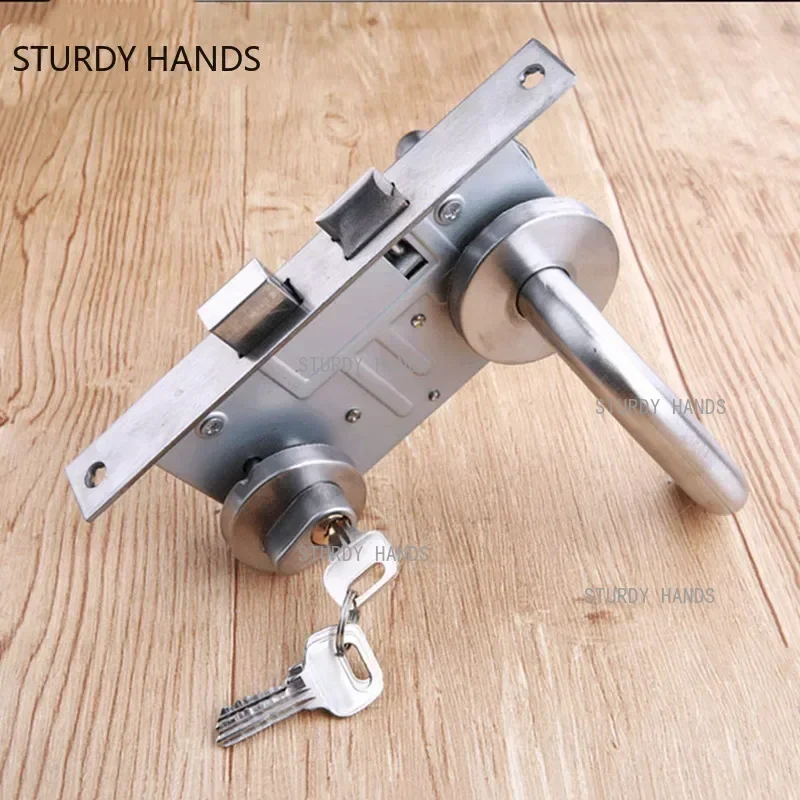 Security Door Stainless Steel Lock Cylinder Channel Fire Door Lock Indoor Universal Locks Double Door Handle Lock Home Hardware