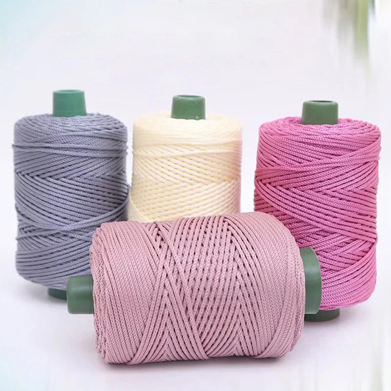 Hand Woven Thick Ice Silk Thread Crochet Yarn For Knitting Handbag Sun Hat Seat Cushion Hollow Thread Yarn Durable Crochet Rope