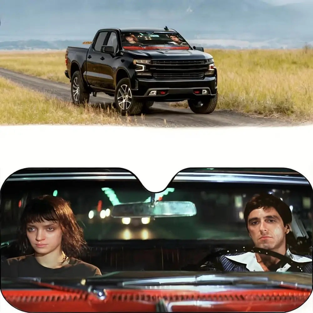 

P-Pulp F-Fiction Movie Sun Visor Reusable Aluminum Foil UV Protector Heat Three-layer Insulation Windshield Sunshades