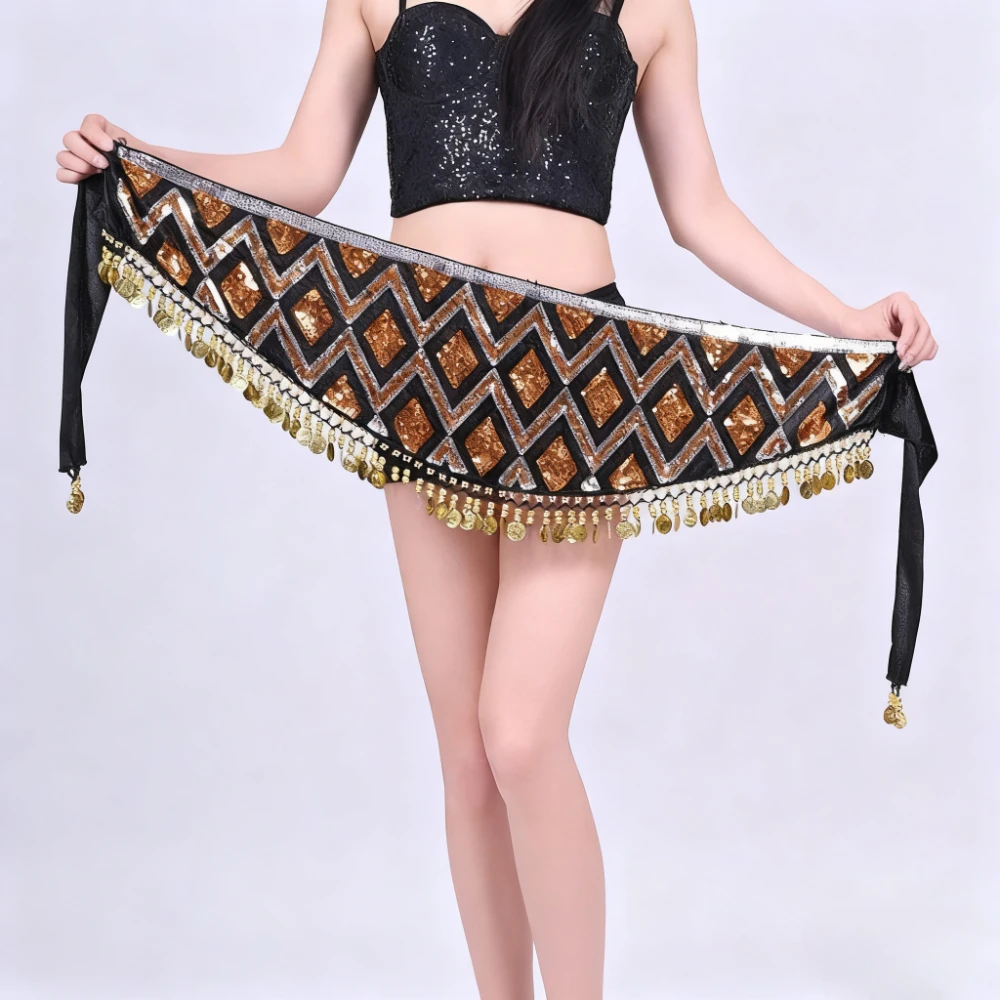 Buikdans Hippe Sjaal Pailletten Rok Vrouwen Buikdans Munten Riemen Oosterse/Indiase Dans Praktijk Prestaties Kostuum Accessoires