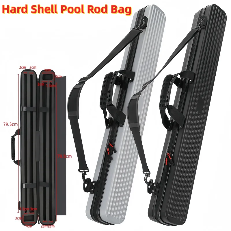 

90cm Hard Protective Pool Cue Case Lightweight Large Capacity Billiard Stick Holder For 1- 2 Cues With Comfortable Grip