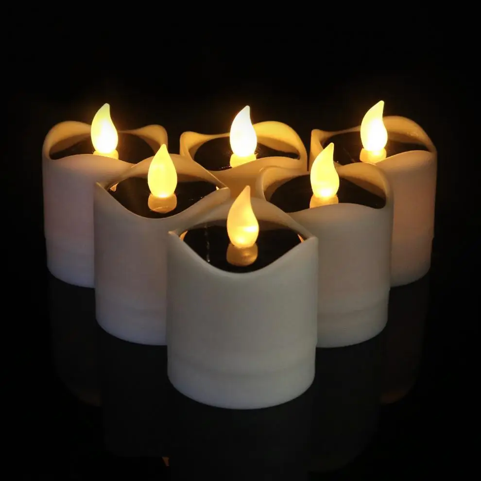 6 solar candle light light energy charging home self-lighting home outdoor LED small tea wax solar candle