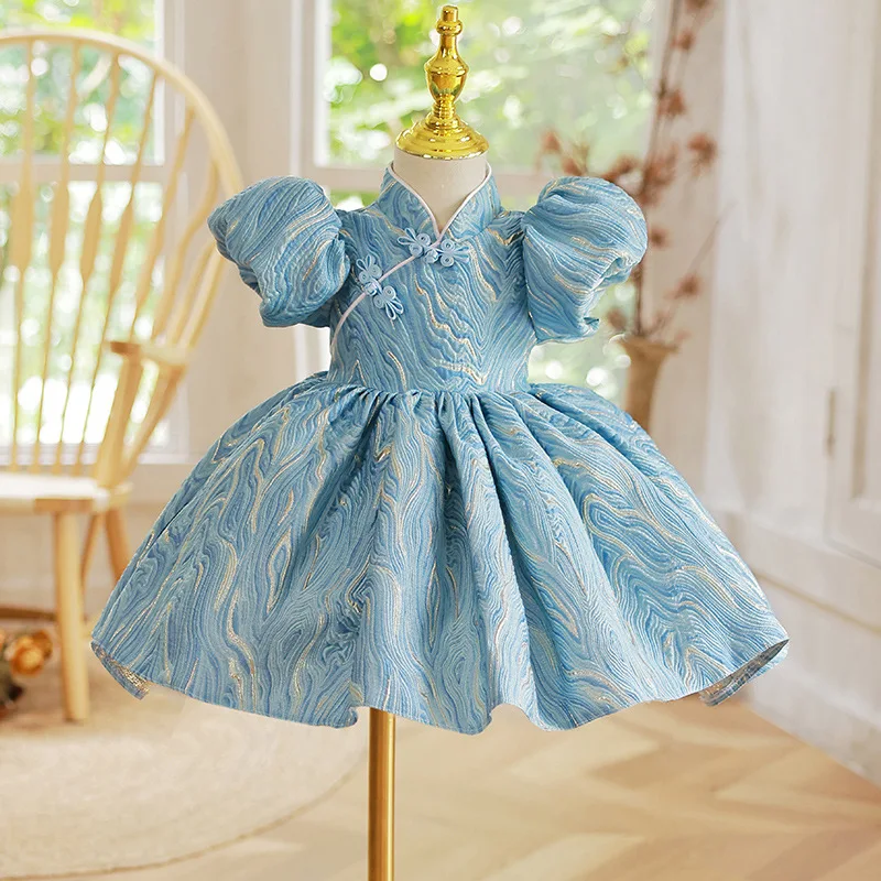 

Luxury Blue Evening Gowns Christmas Dress Toddler Girls Ceremony Costume Child Birthday Party Wedding Dresses Princess Vestidos