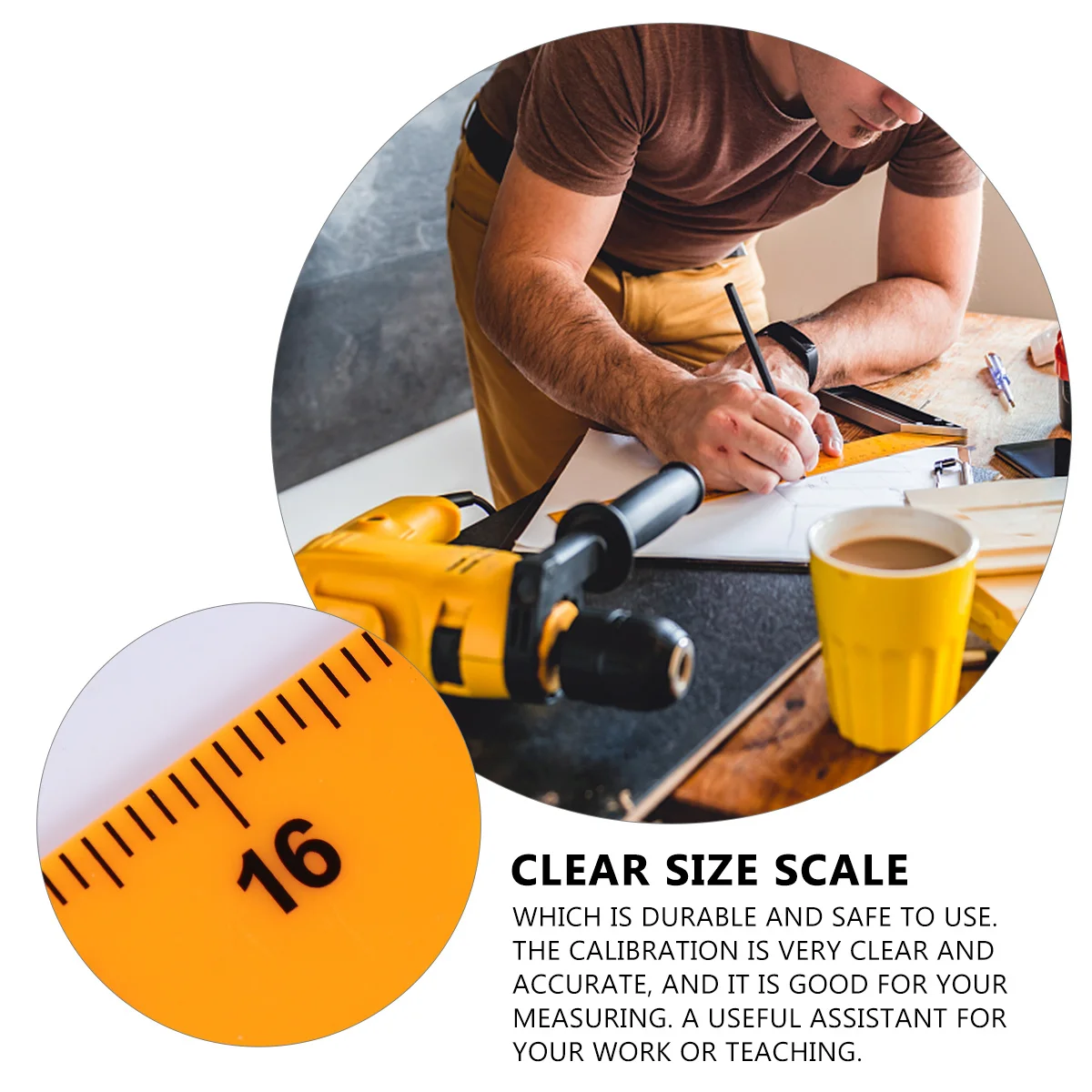 1 قطعة مسطرة بلاستيكية مقطعية لتعليم الرياضيات أداة قياس معايرة واضحة مع مقبض للطلاب والمعلمين والمكتب المنزلي #5