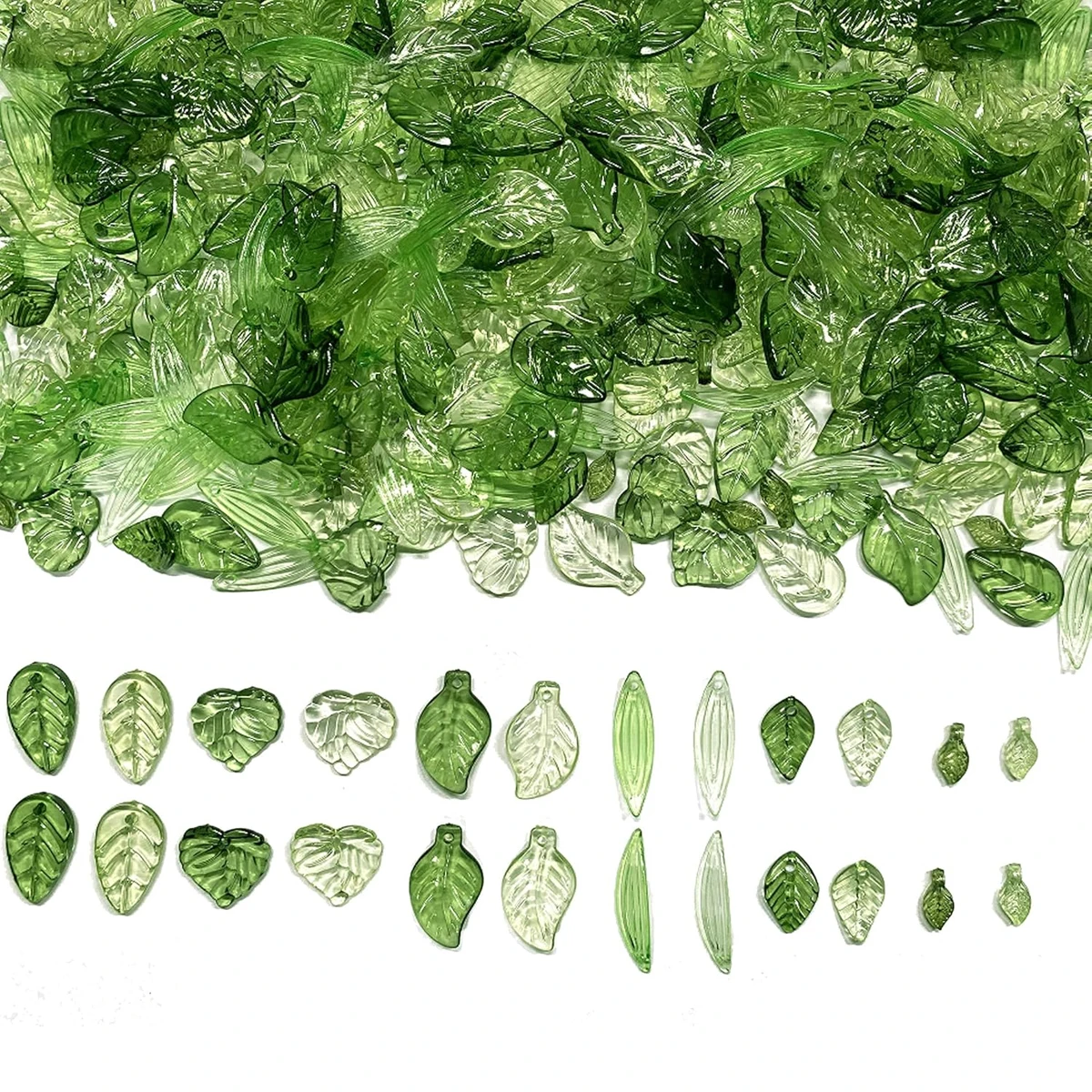 10/50PCS Acrylic Mini Tree Leaf Beads Transparent Green Plant Bead for Handmade DIY Making Jewelry Earrings Necklace Accessories