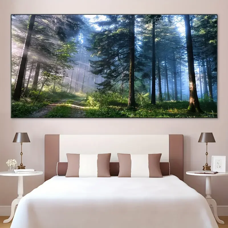 1pc Unframed Canvas Poster, Modern Art, Forest Scenery, Ideal Gift For Bedroom Living Room Corridor, Wall Art, Wall Decor, Winte