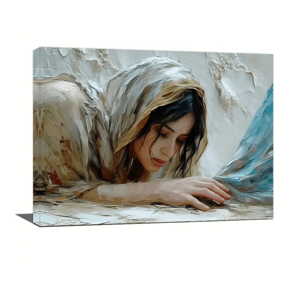 

Wall Canvas Painting Of Jesus Miracle Woman Healed By Fringe Of His Garment Inspirational Bible Verse Wall Art, Framed Canvas F