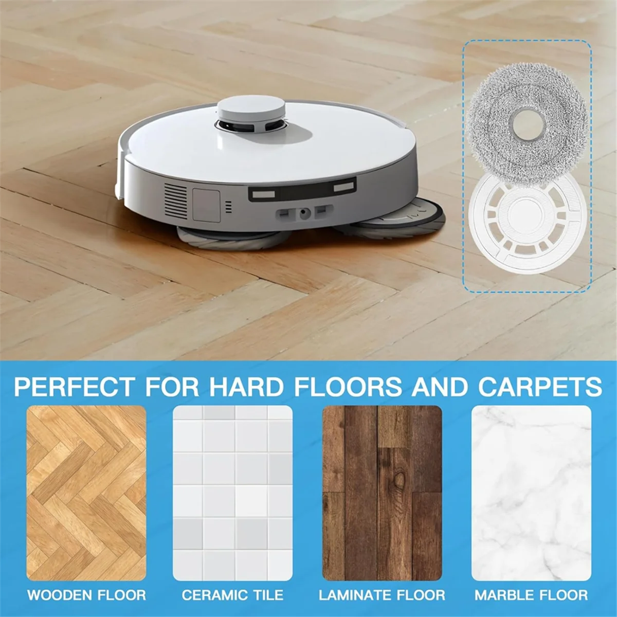 FNJK-kain pel dengan pegangan, suku cadang pengganti penyedot debu Robot Kombo untuk Ecovacs Deebot T30 Pro Omni/T30 Omni/T30S/T30S