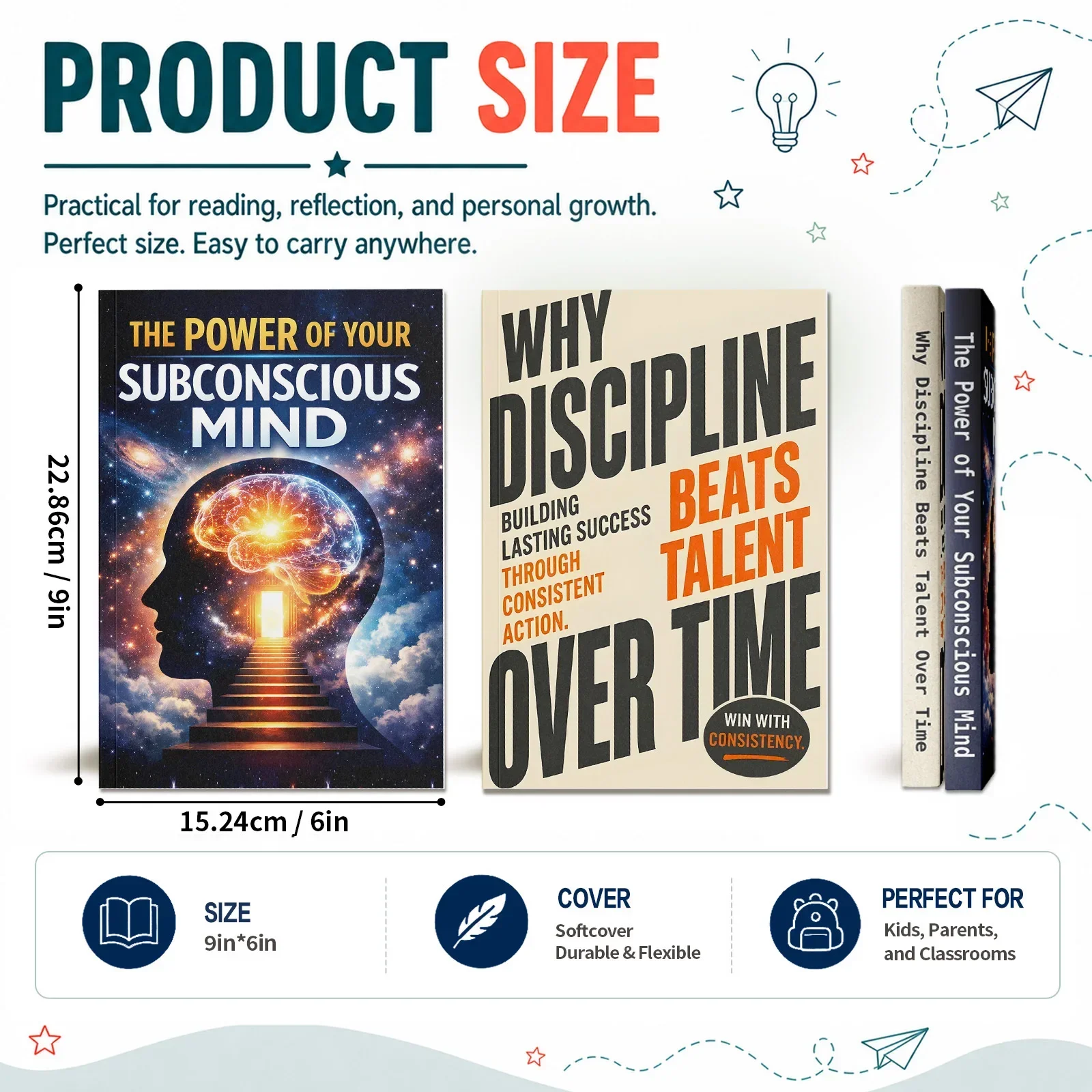 2-Book Personal Growth Set, The Power of Your Subconscious Mind & Why Discipline Beats Talent Over Time, Self-Discipline