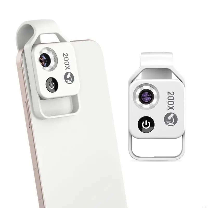 Phone Microscope with CPL Lens/LED Light, 200X Pocket Microscope Camera Attachment Universally Clip for Cellphone 