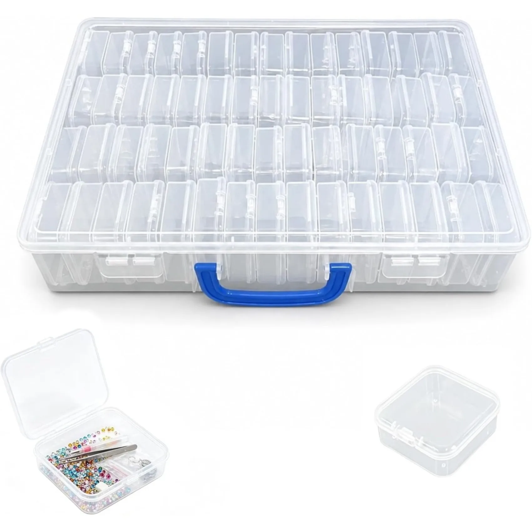 DTA4-Diamond-Painting Box, 60 Compartments, Sorting Box Clear Containers, Removable, Dustproof, For Beads, Craft Supplies