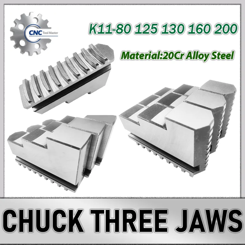 Chuck Three Jaws K11-80 K11-100 K11-125 K11-130 K11-160 K11-200 Universal Three-jaw Chuck Card Foot 3Pcs/Set Mechanical Lathe