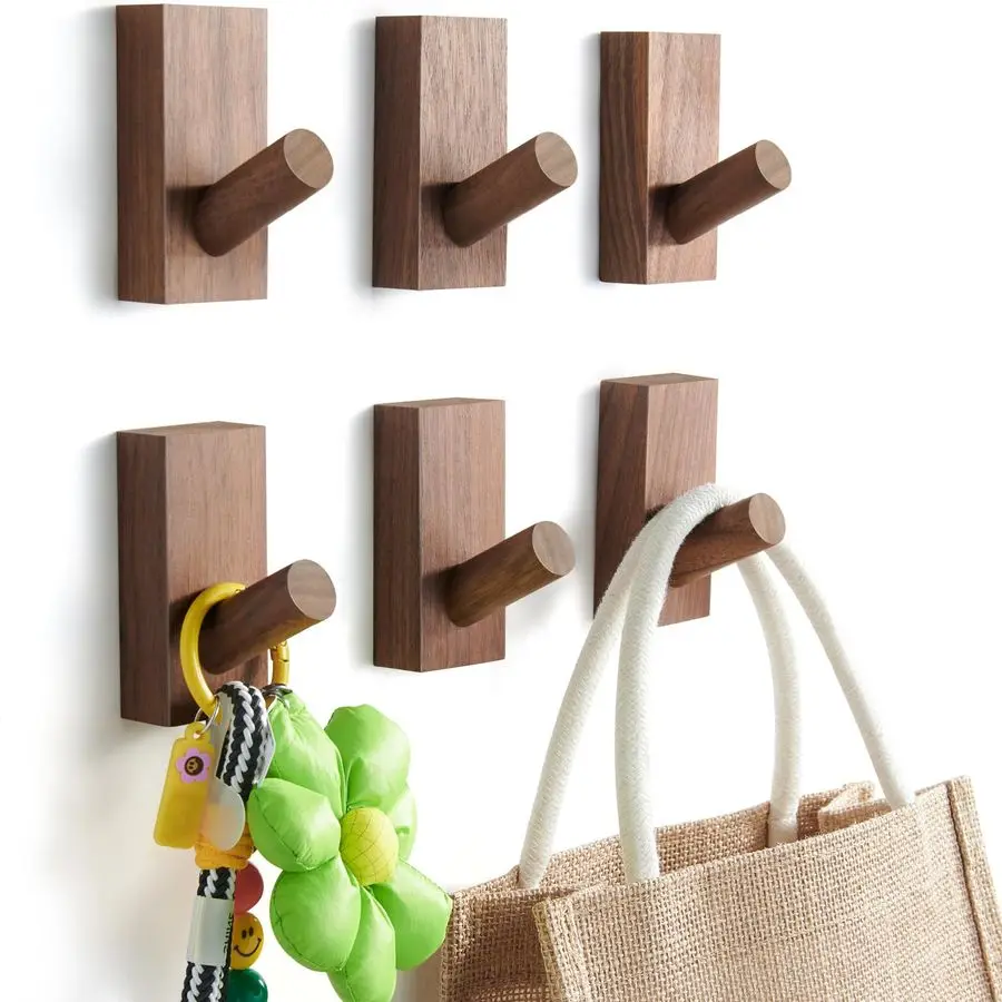 

Natural Wooden Wall Hooks, Adhesive amp Screw Mount Coat and Towel Hooks Decorative Key Holder, Hat Rack, Stocking Wall Hangers