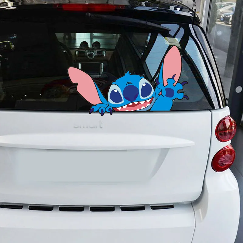 Disney Stitch Car Sticker Cute Cartoon Anime Figure Stich Auto Window Driving Mirror decalcomanie parabrezza posteriore Car Decor Gifts