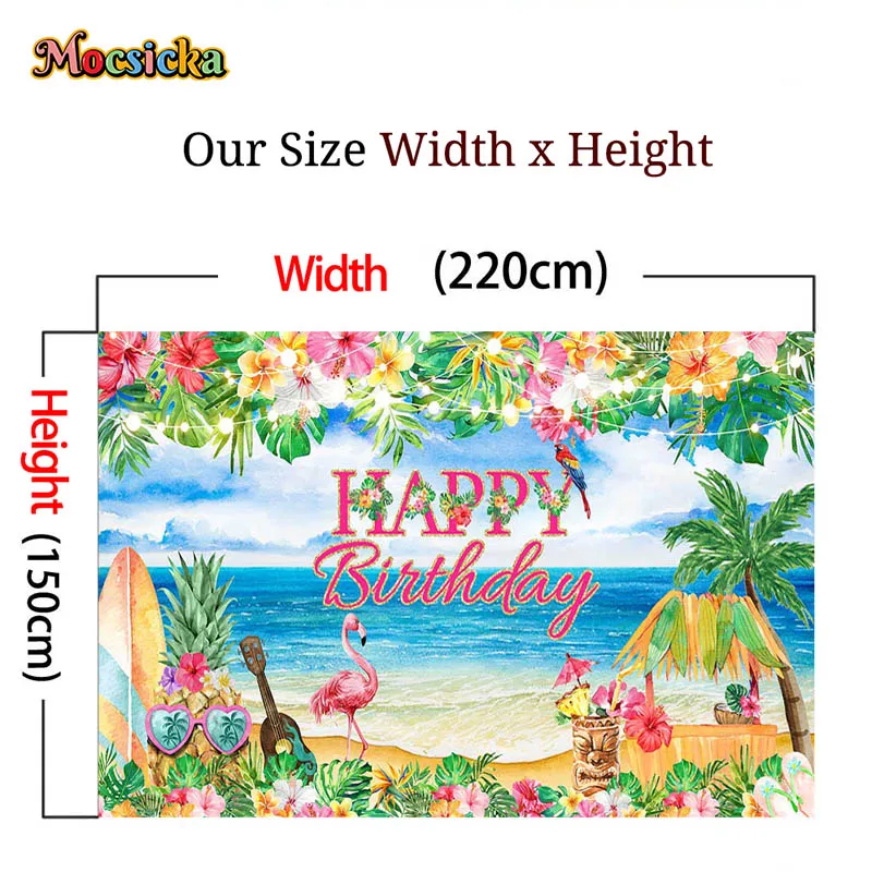 Mocsicka Summer Beach Photography Background Flamingo Party Decoration Children Photos Portrait Photography Studio Banner Poster