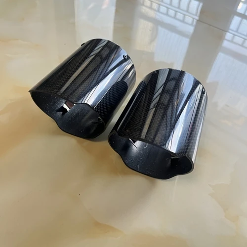Imagen 2 del producto Alta calidad con logotipo A K, funda Universal para coche, carcasa de punta de escape brillante mate, cubierta de tubo de silenciador de escape de fibra de carbono rizada